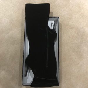 BEBE BLACK VELVET BOOTS